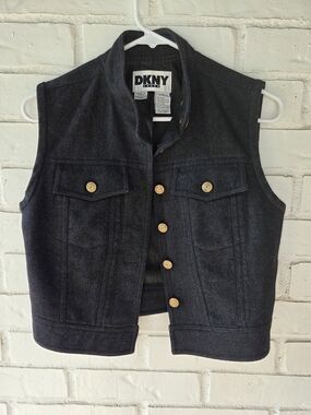 Vintage DKNY Jeans Black Denim Vest - Size 2 / XS - Y2K Grunge